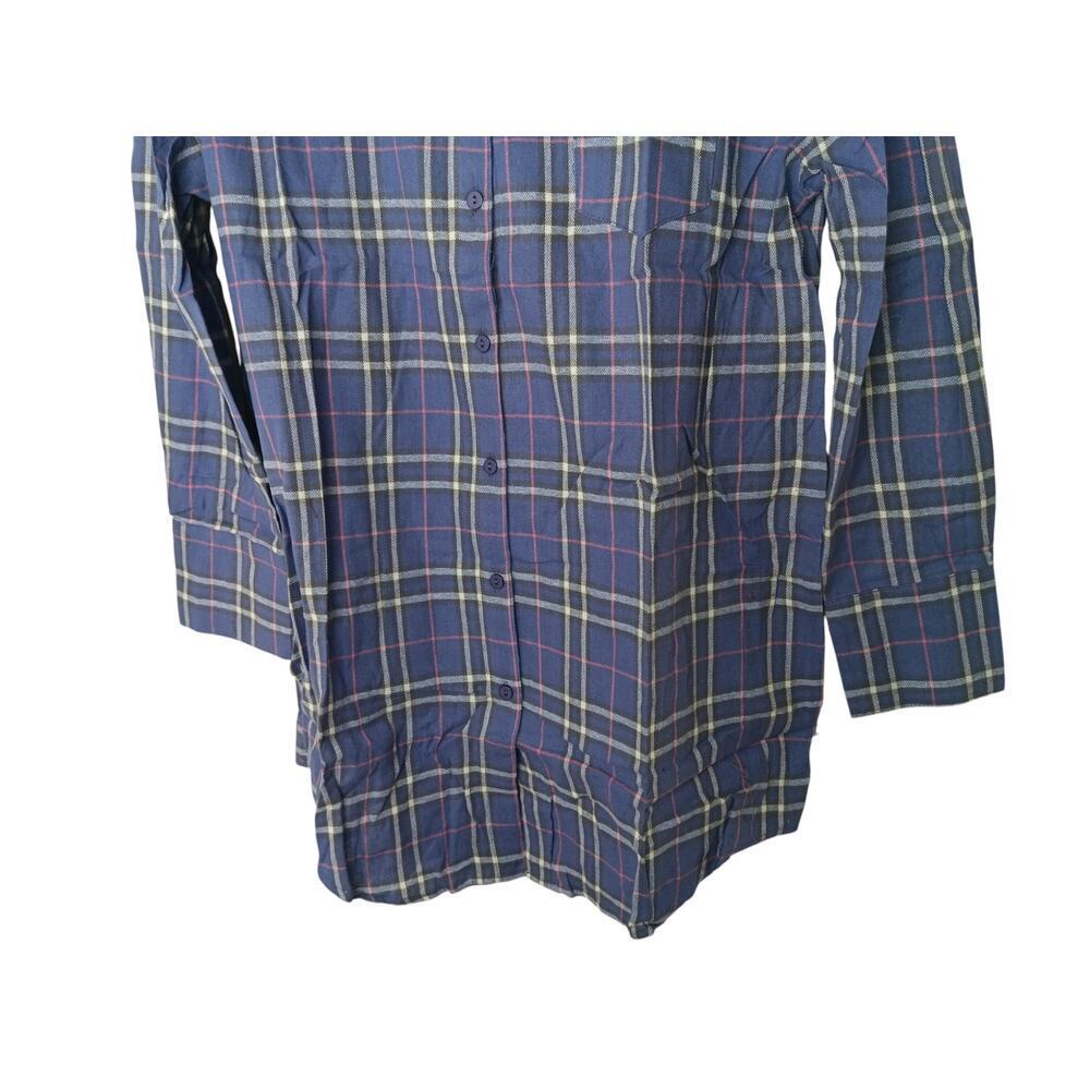 New Easel Los Angeles Oversized Off Shoulder Plaid Shirt Dress Cotton SZ M - Picture 3 of 16